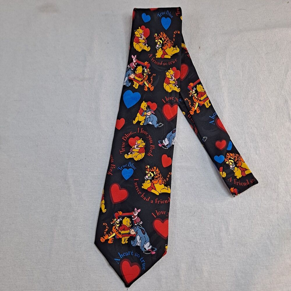 Disney Winnie The Pooh Necktie 58" Eeyore Tigger Piglet Hearts "True Blue"